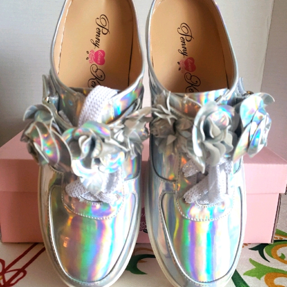 Chrome mirror metallic mule sneakers Size 12